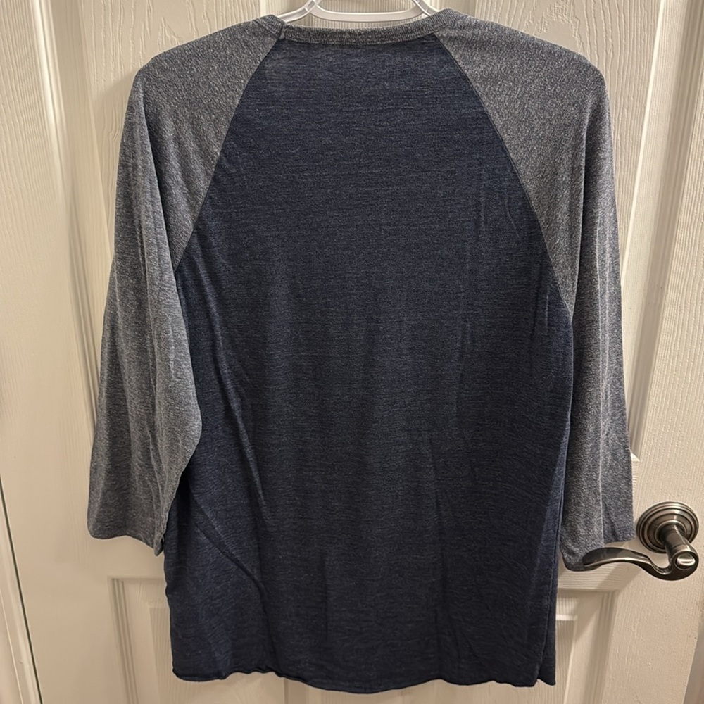 Lucky Brand Fender Blue and Gray 3/4 Sleeve Tee - Picture 3 of 3